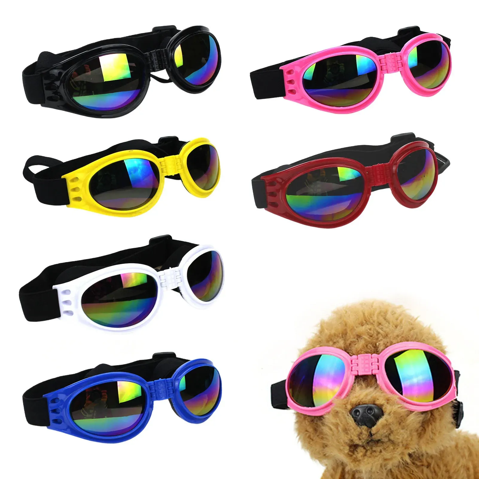 Foldable Polarized Pet Sunglasses with UV Protection and Elastic Band (3-Pack)
